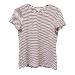 By Anthropologie Red White Blue Striped Hemp Organic Cotton T Shirt Sz S